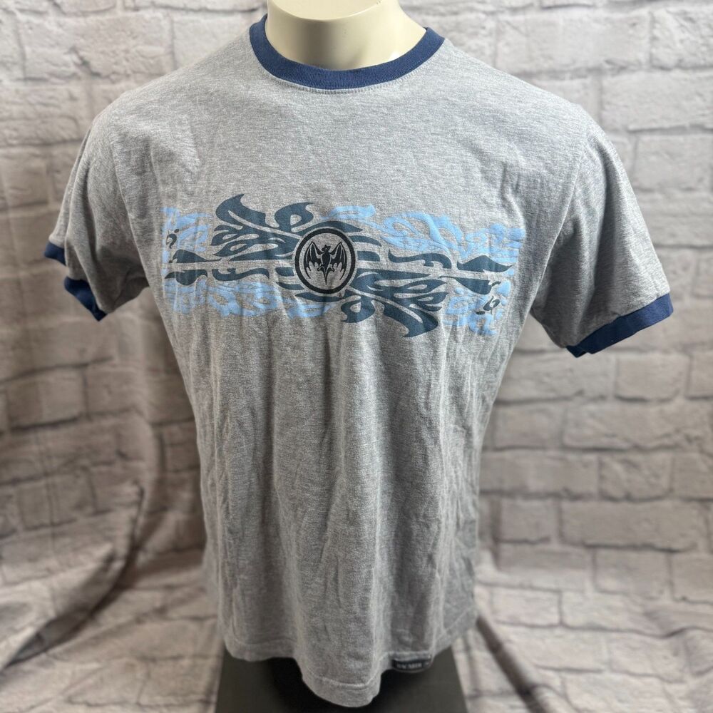 Vintage Bacardi Rum XL Ringer T-Shirt Bat Logo Cotton